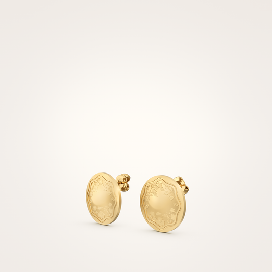 Ohrstecker_Floral_18mm_18_Karat_Gelbgold