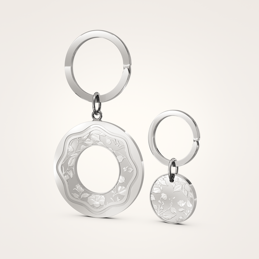 Anhänger-Set_-_Schlüsselanhänger_&_Tier-Anhänger_mit_Sicherungsring_Floral_36mm_Sterling_Silber