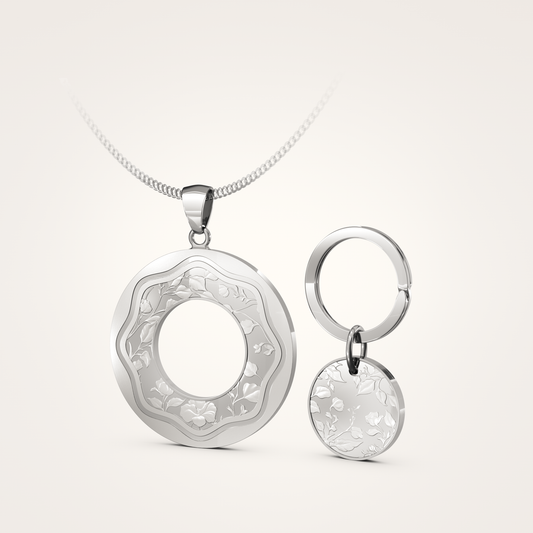 Anhänger-Set_-_Schmuckanhänger_&_Tier-Anhänger_mit_Sicherungsring_Floral_36mm_Sterling_Silber