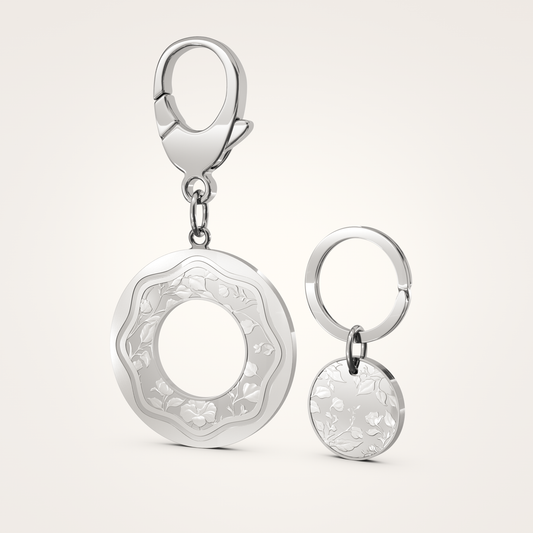 Anhänger-Set_-_Taschenanhänger_&_Tier-Anhänger_mit_Sicherungsring_Floral_36mm_Sterling_Silber