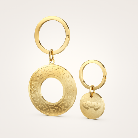 Anhänger-Set_-_Schlüsselanhänger_&_Tier-Anhänger_mit_Sicherungsring_Eternal_36mm_18_Karat_Gelbgold
