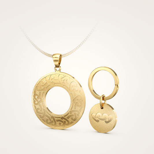 Anhänger-Set_-_Schmuckanhänger_&_Tier-Anhänger_mit_Sicherungsring_Eternal_36mm_18_Karat_Gelbgold