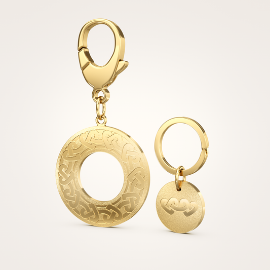 Anhänger-Set_-_Taschenanhänger_&_Tier-Anhänger_mit_Sicherungsring_Eternal_36mm_18_Karat_Gelbgold