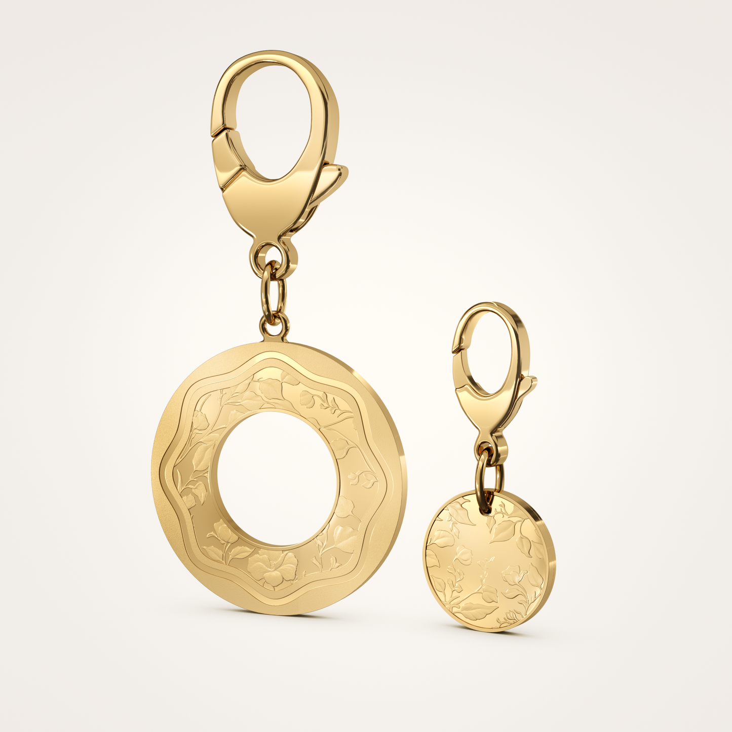 Anhänger-Set_-_Taschenanhänger_&_Tier-Anhänger_mit_Karabiner_Floral_36mm_Feinvergoldet