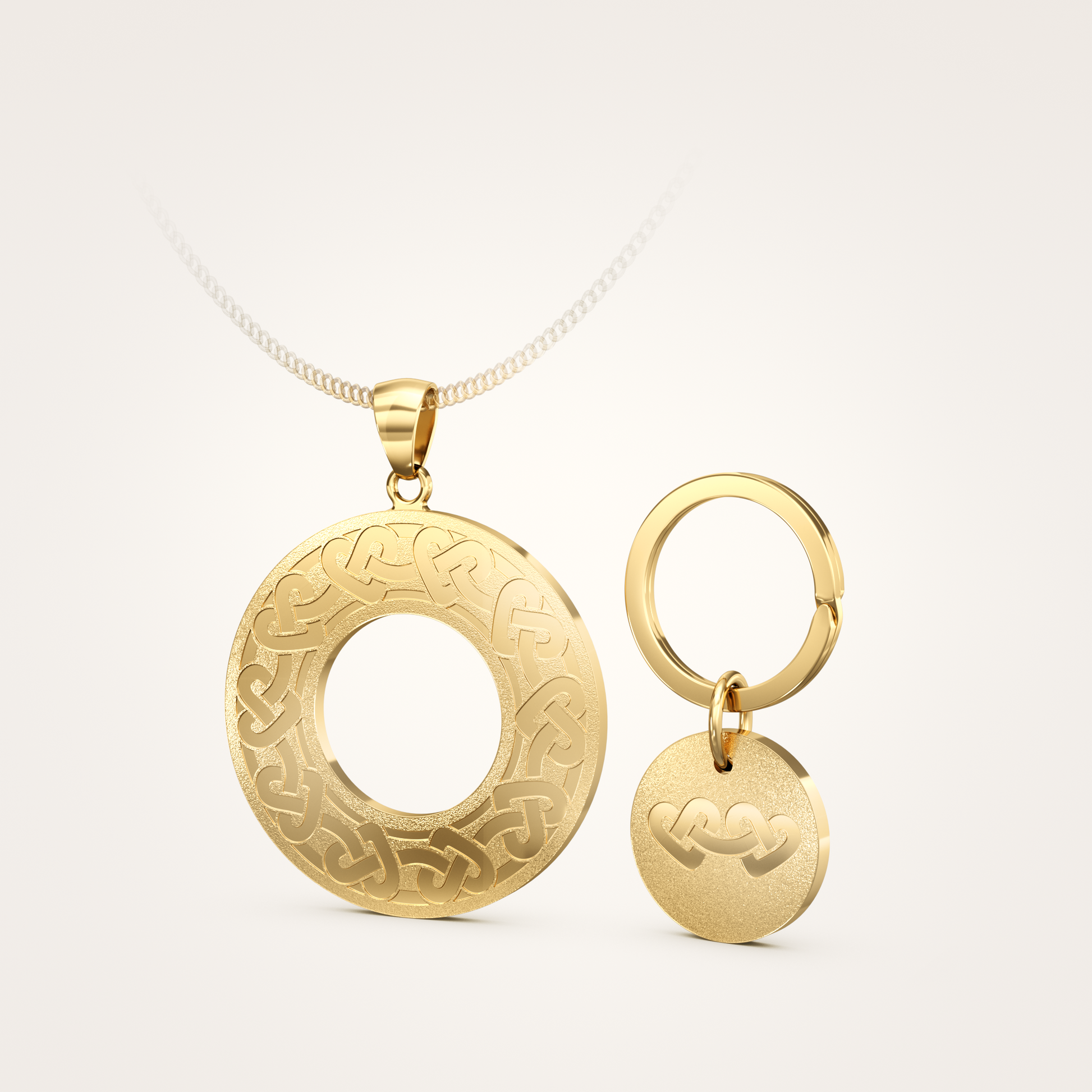 Anhänger-Set_-_Schmuckanhänger_&_Tier-Anhänger_mit_Sicherungsring_Eternal_36mm_18_Karat_Gelbgold